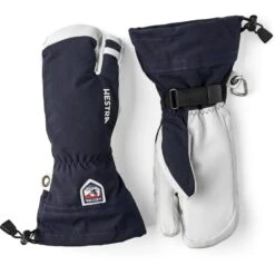 Hestra Army Leather Heli 3 Finger Ski Gloves, Marin