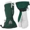 Hestra Army Leather Heli Ski, 3-finger Ski Gloves, Bottle Green