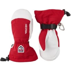 Hestra Army Leather Heli Ski Jr, Ski Mitt, Junior, Red