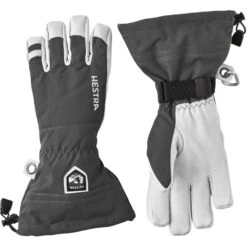 Hestra Army Leather Heli Ski, Ski Gloves, Grey