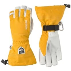 Hestra Army Leather Heli Ski, Ski Gloves, Mustard