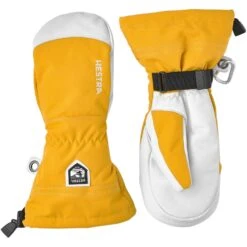 Hestra Army Leather Heli Ski, Ski Mitt, Mustard