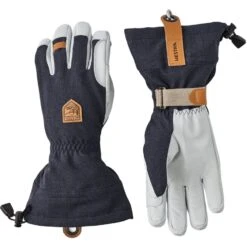 Hestra Army Leather Patrol Gauntlet, Ski Gloves, Navy