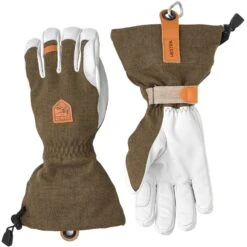 Hestra Army Leather Patrol Gauntlet, Ski Gloves, Olive