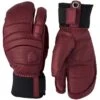 Hestra Fall Line, 3-finger Ski Gloves, Bordeaux/bordeaux