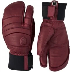 Hestra Fall Line, 3-finger Ski Gloves, Bordeaux/bordeaux