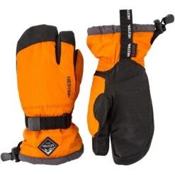 Hestra Gauntlet CZone Jr, 3-finger Ski Gloves, Junior, Orange/graphite