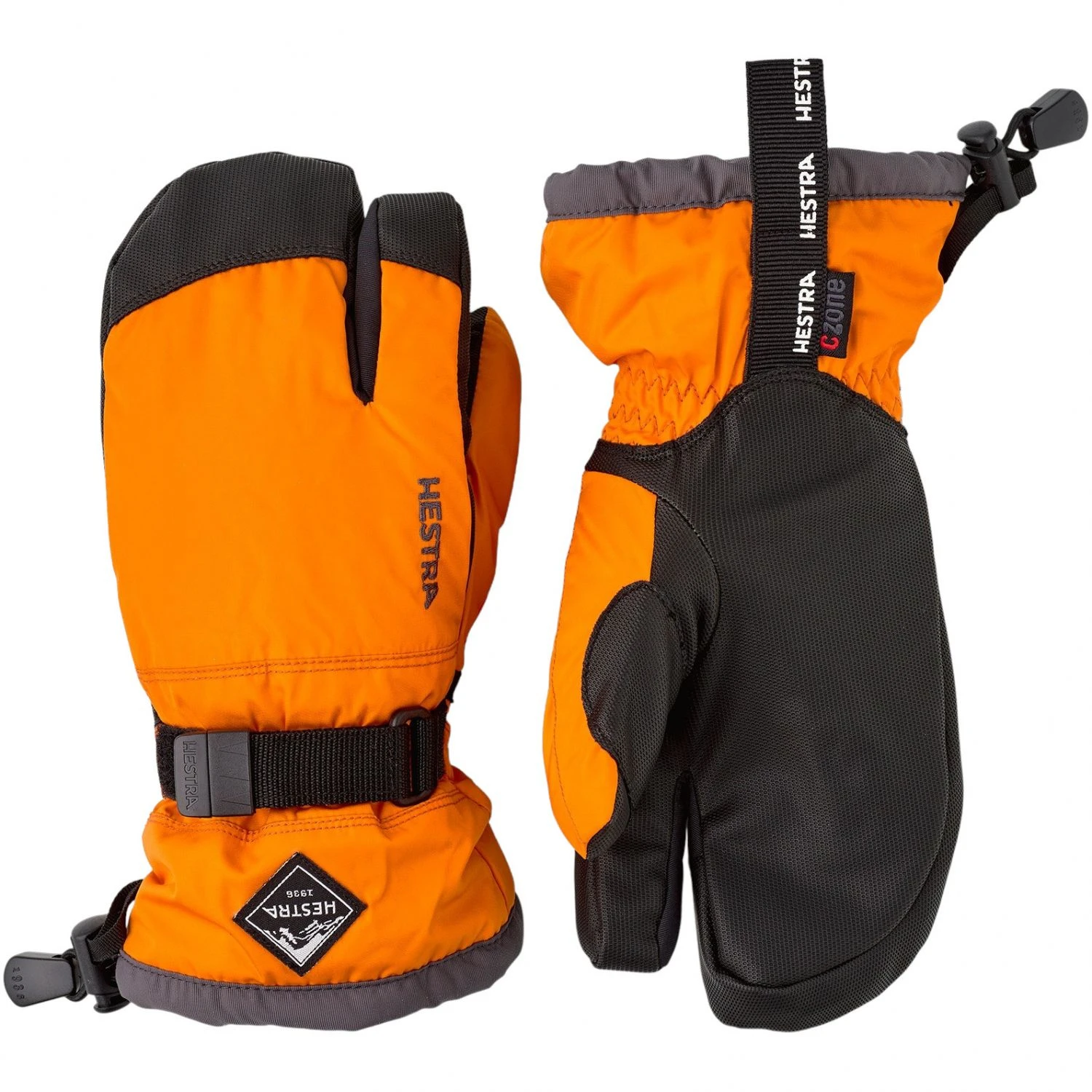 Hestra Gauntlet CZone Jr, 3-finger Ski Gloves, Junior, Orange/graphite 1 Hestra Gauntlet CZone Jr, 3-finger Ski Gloves, Junior, Orange/graphite