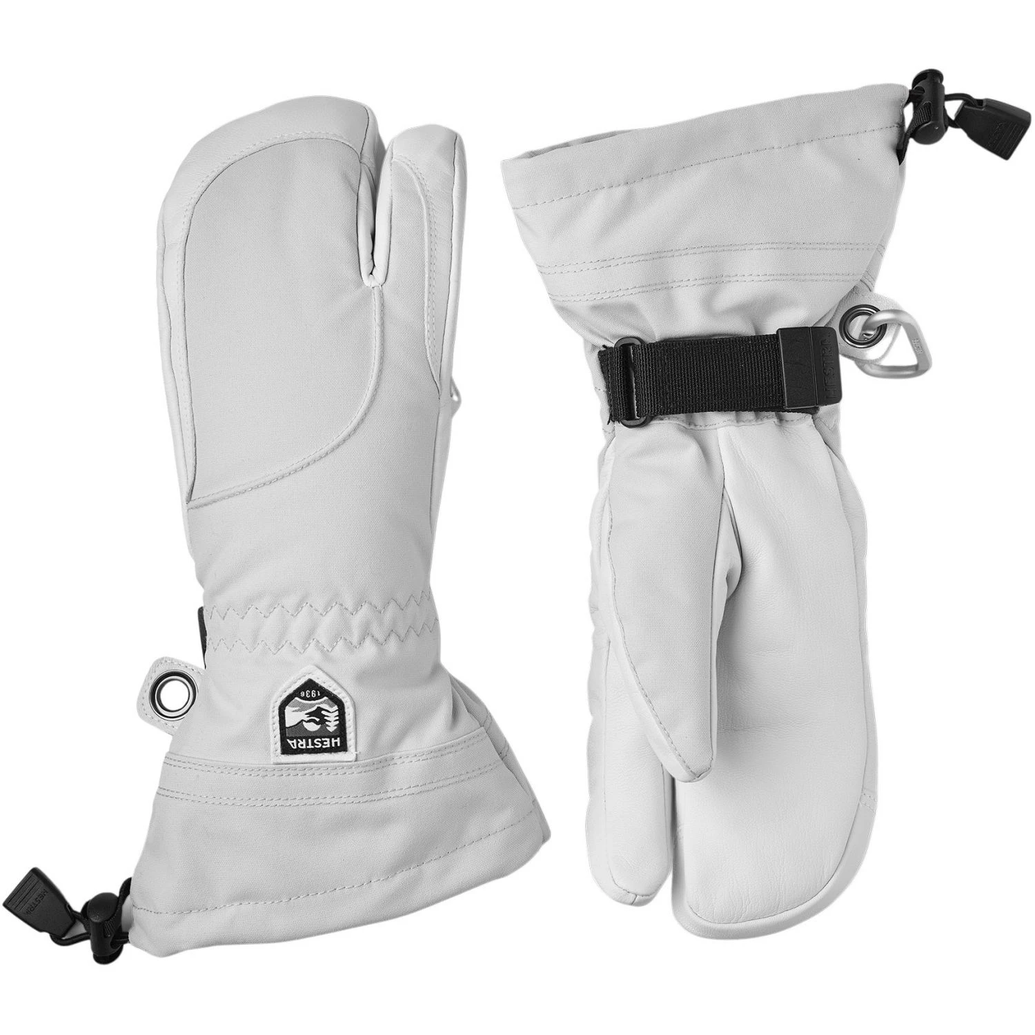 Hestra Heli Ski, 3-finger Ski Gloves, Women, Pale Grey/offwhite 1 Hestra Heli Ski, 3-finger Ski Gloves, Women, Pale Grey/offwhite